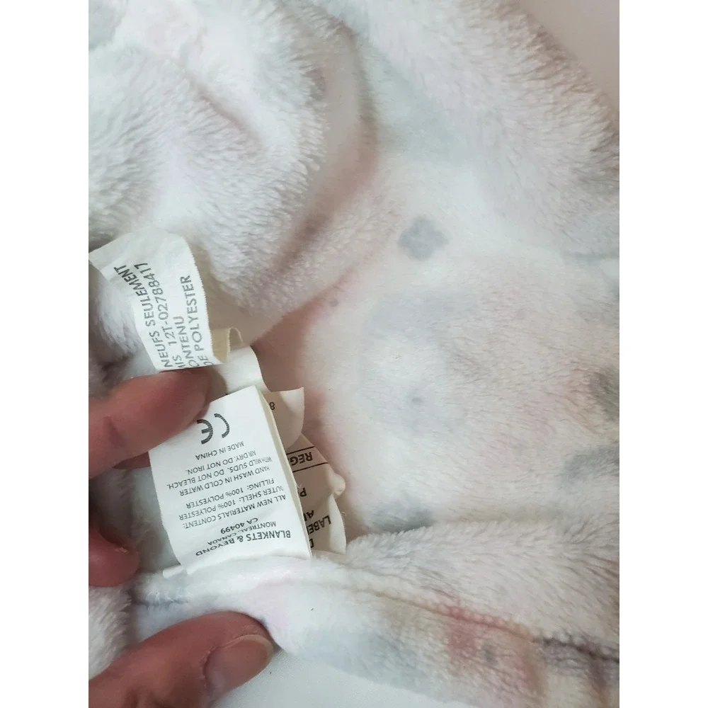 BLANKETS & BEYOND Pink Elephant Lovey Plush‎ White Gray Security Blanket Baby